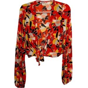 Billabong long sleeve tie front floral top
